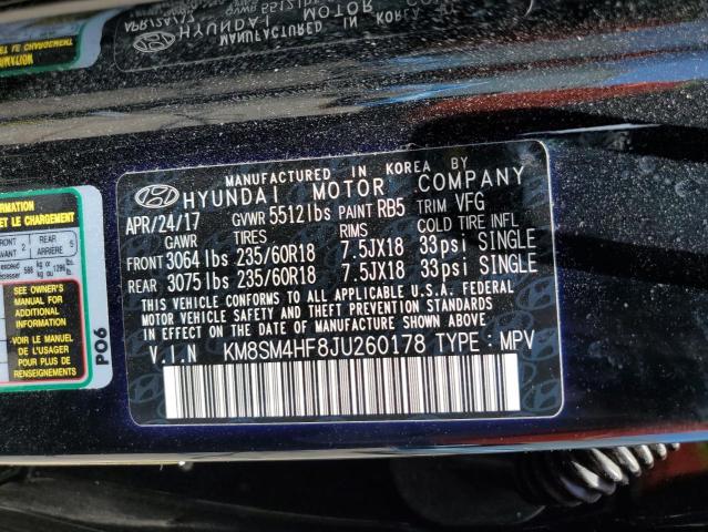2018 HYUNDAI SANTA FE S KM8SM4HF8JU260178