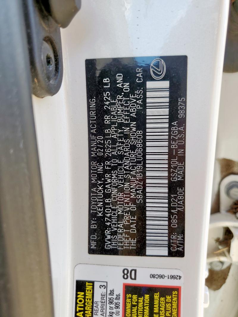 2020 LEXUS ES 350 58ADZ1B19LU068608