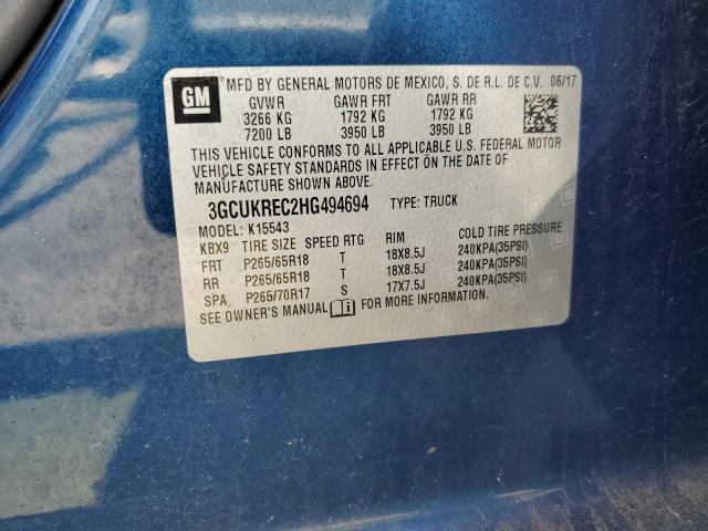 2017 CHEVROLET silverado 3GCUKREC2HG494694