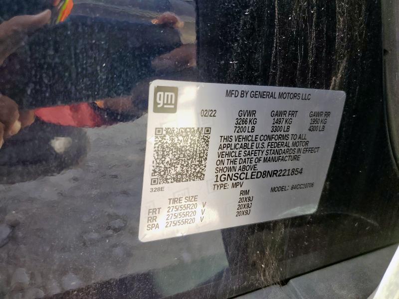 2022 CHEVROLET TAHOE C150 1GNSCLED8NR221854