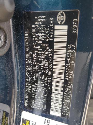 2019 TOYOTA CAMRY L - 4T1B11HK3KU245335