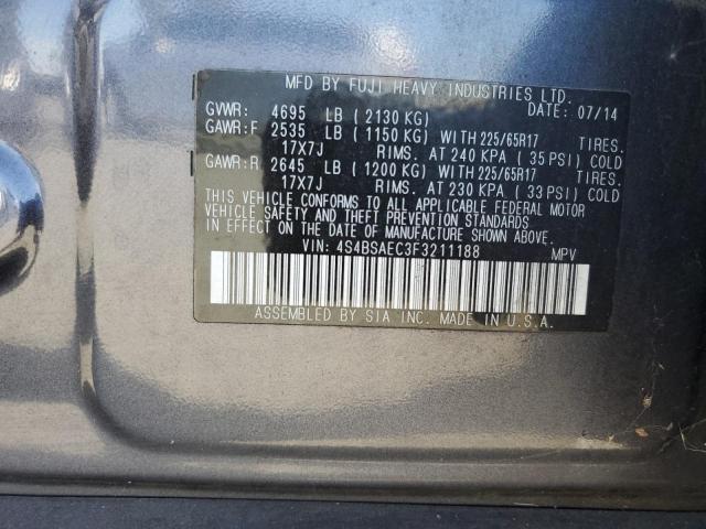 2015 SUBARU OUTBACK 2.5I PREMIUM 4S4BSAEC3F3211188