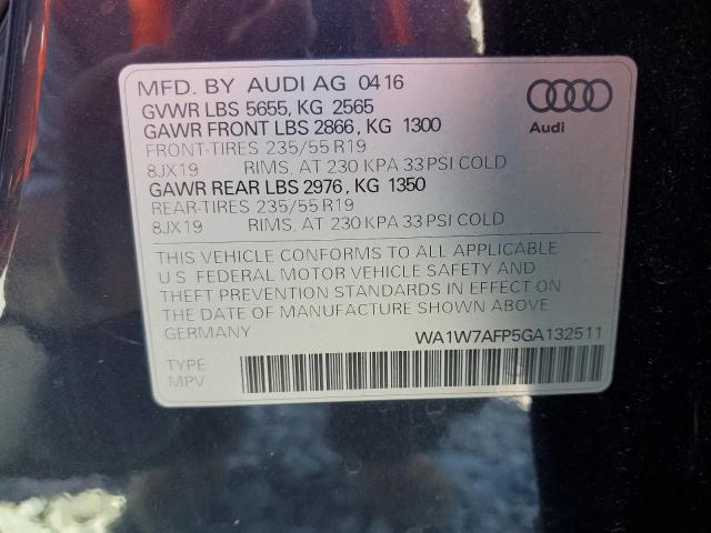2016 AUDI Q5 PRESTIG WA1W7AFP5GA132511
