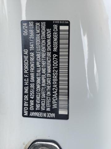 2024 PORSCHE 911 CARRER WP0AA2A98RS210079