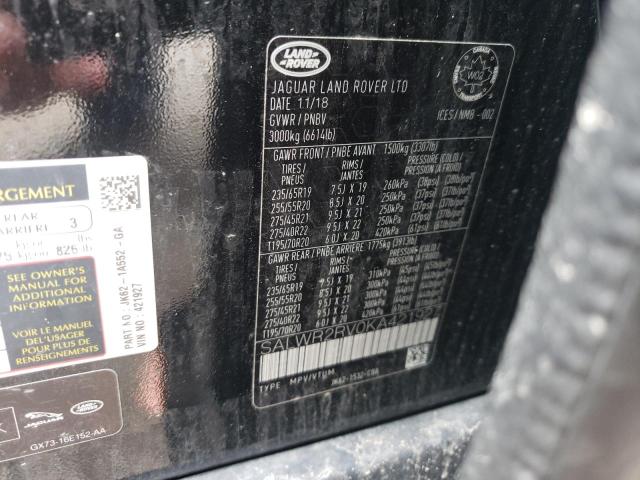 2019 LAND ROVER RANGE ROVE SALWR2RV0KA421927