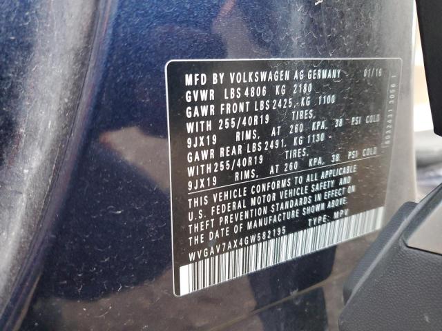 2016 VOLKSWAGEN TIGUAN S WVGAV7AX4GW582195