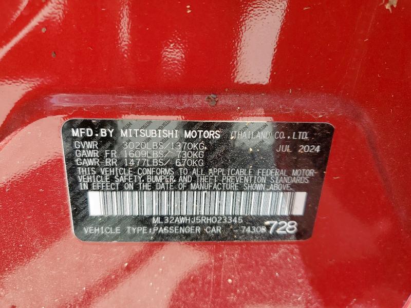 2024 MITSUBISHI MIRAGE SE ML32AWHJ5RH023345