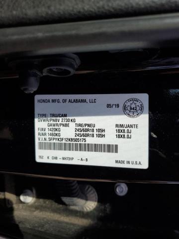 2019 HONDA RIDGELINE 5FPYK3F12KB505175