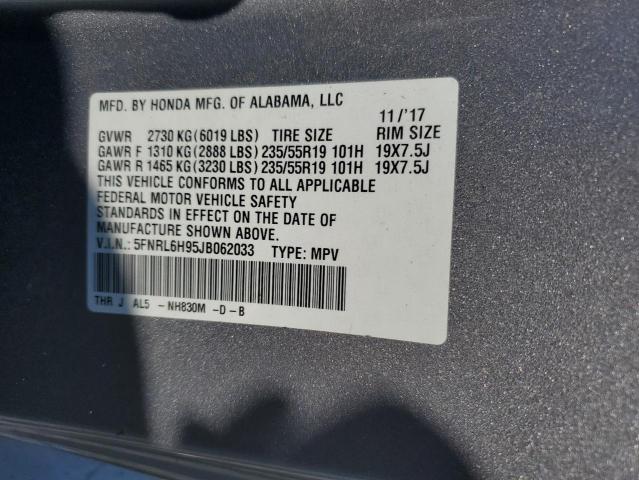 2018 HONDA ODYSSEY EL 5FNRL6H95JB062033