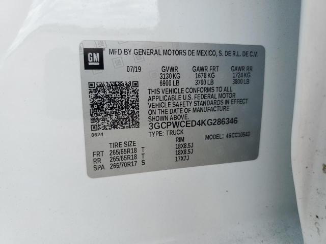 2019 CHEVROLET SILVERADO - 3GCPWCED4KG286346