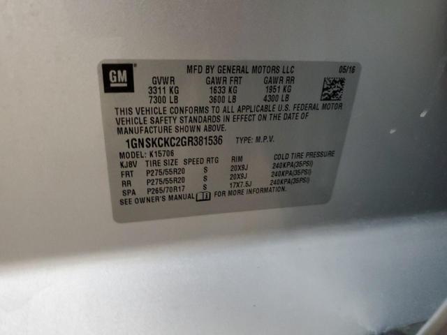 2016 CHEVROLET TAHOE K150 1GNSKCKC2GR381536