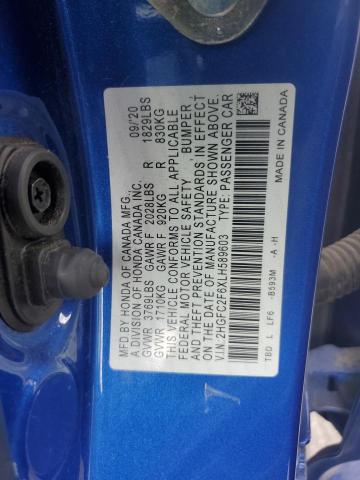 2020 HONDA CIVIC LX 2HGFC2F6XLH589603