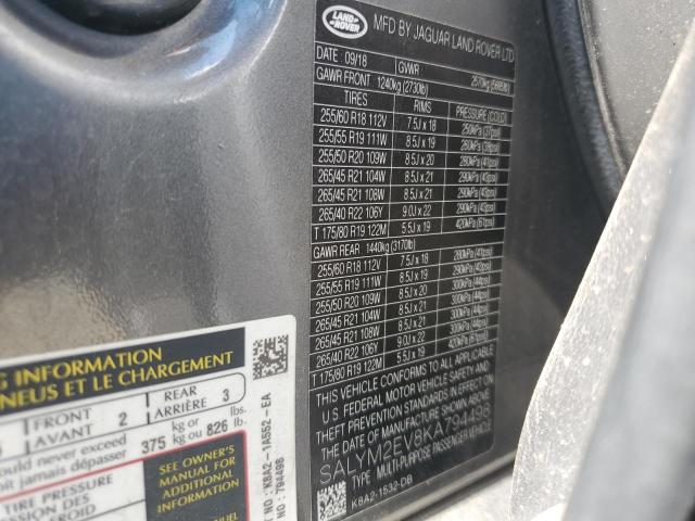 2019 LAND ROVER RANGE ROVE SALYM2EV8KA794498