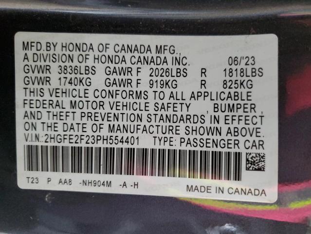 2023 HONDA CIVIC LX 2HGFE2F23PH554401