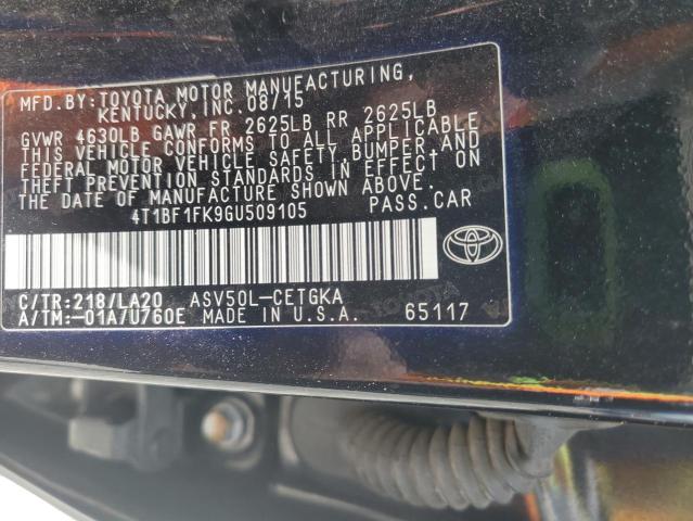 2016 TOYOTA CAMRY LE 4T1BF1FK9GU509105