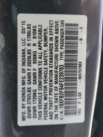 2015 HONDA CIVIC EXL 19XFB2F94FE239783