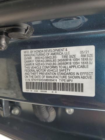 2021 HONDA PILOT EXL 5FNYF6H5XMB089474