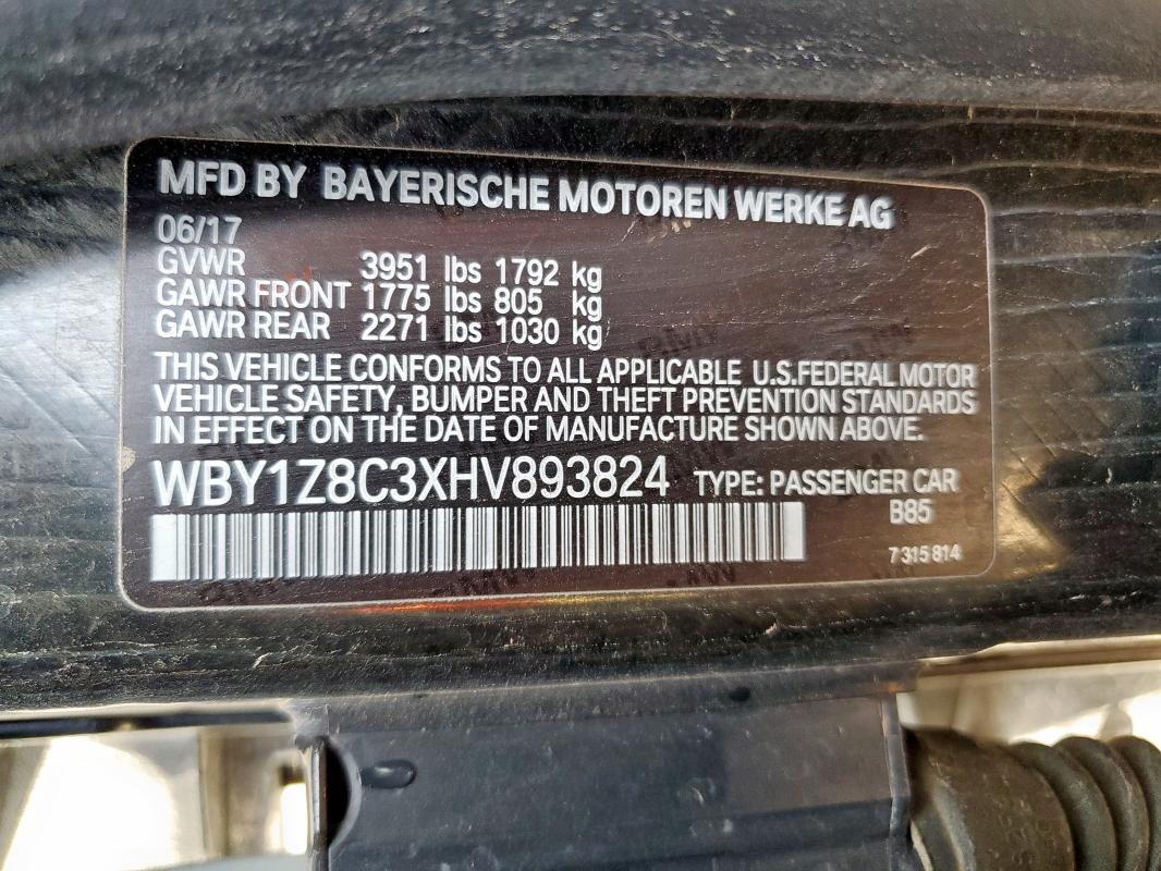2017 BMW I3 REX WBY1Z8C3XHV893824