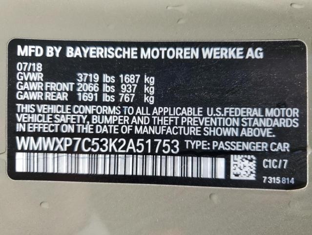 2019 MINI COOPERS WMWXP7C53K2A51753