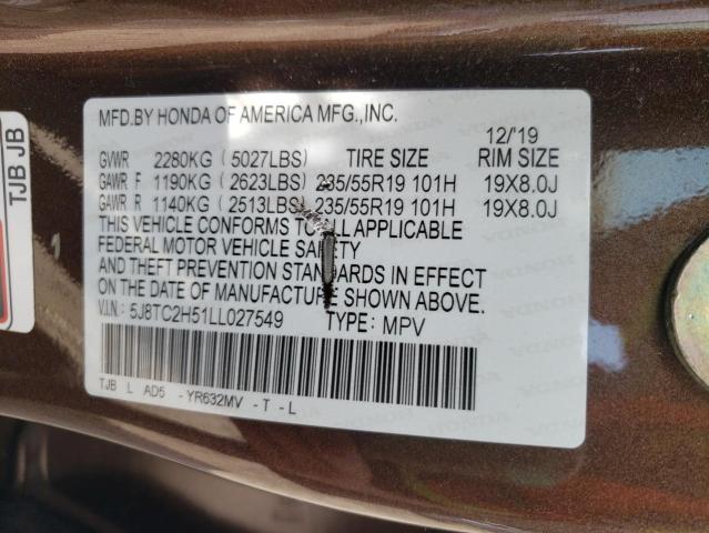 2020 ACURA RDX TECHNO 5J8TC2H51LL027549