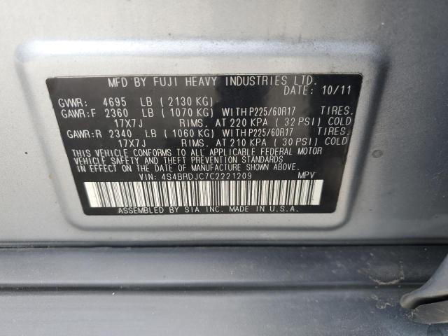 2012 SUBARU OUTBACK 3. - 4S4BRDJC7C2221209
