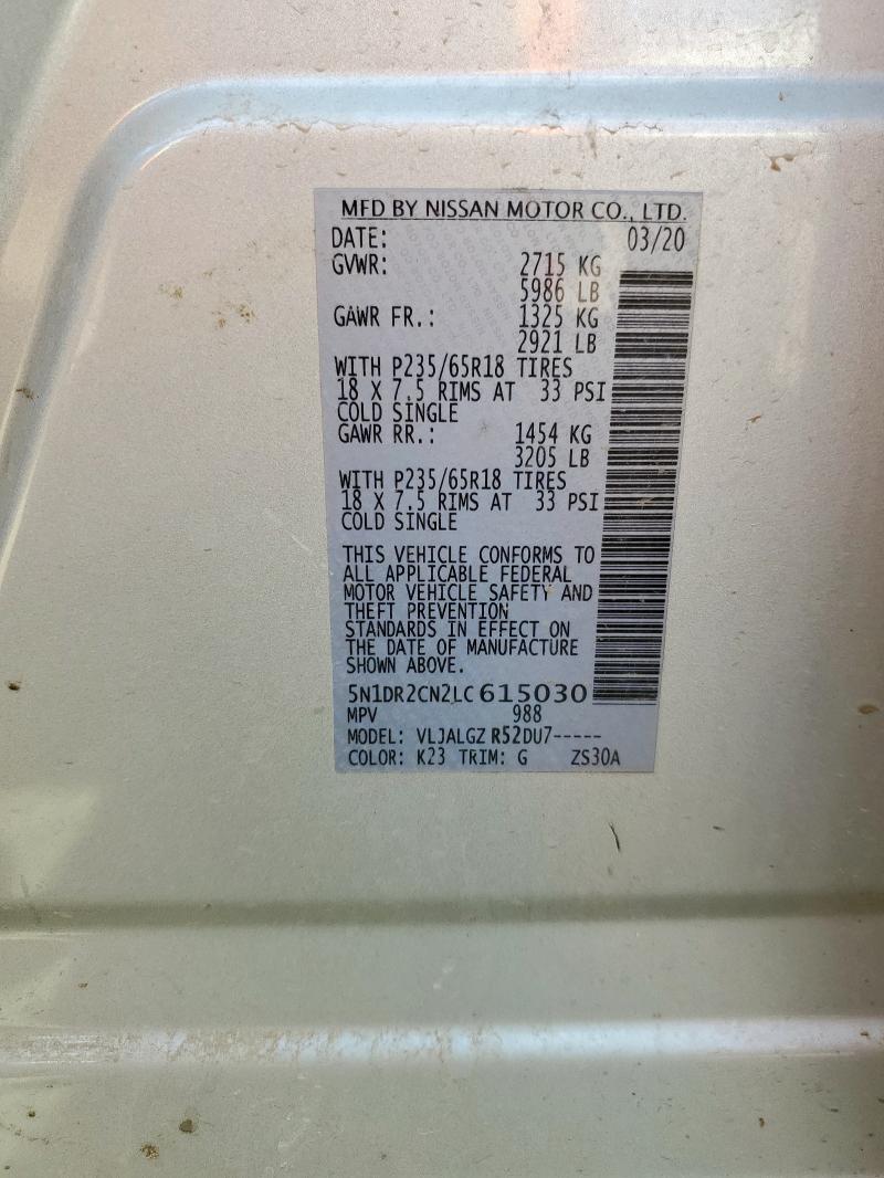 2020 NISSAN PATHFINDER - 5N1DR2CN2LC615030