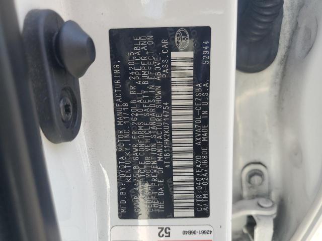2019 TOYOTA CAMRY L 4T1B11HK2KU714754