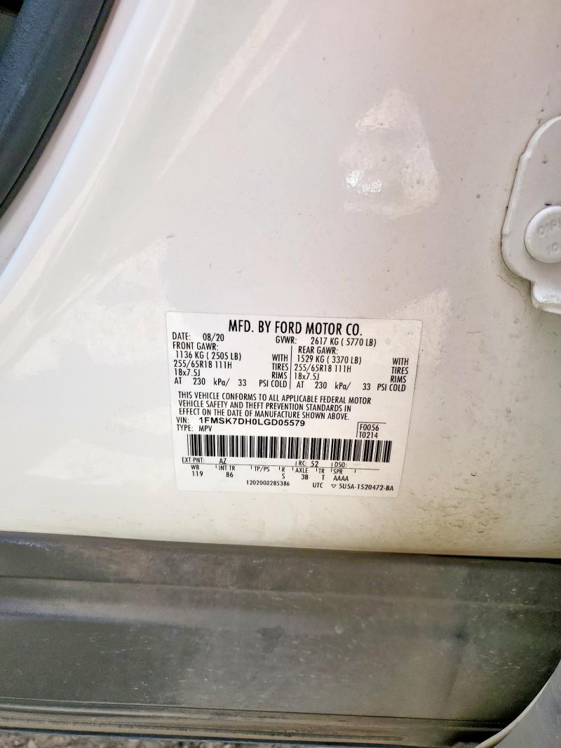2020 FORD EXPLORER X - 1FMSK7DH0LGD05579