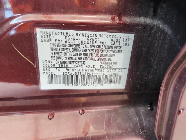 2021 NISSAN SENTRA SV 3N1AB8CV8MY237239