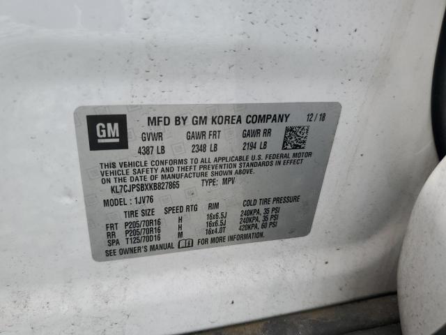 2019 CHEVROLET TRAX 1LT KL7CJPSBXKB827865
