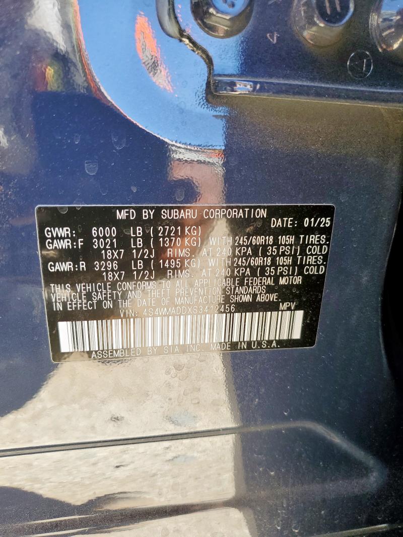 2025 SUBARU ASCENT PRE 4S4WMADDXS3412456