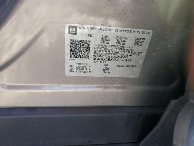 2019 CHEVROLET EQUINOX LT 3GNAXLEX4KS576183