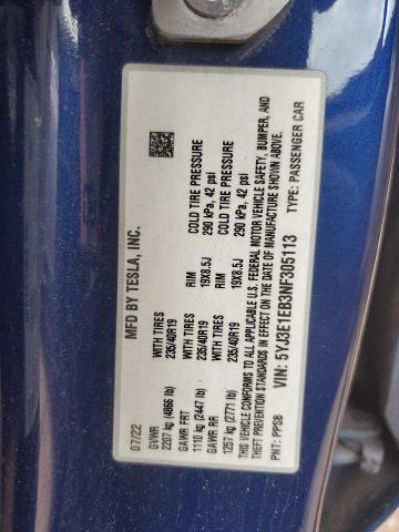 2022 TESLA MODEL 3 - 5YJ3E1EB3NF305113