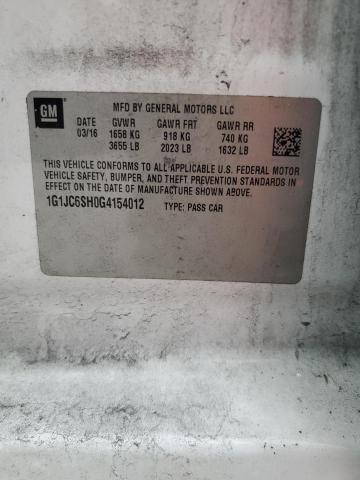 2016 CHEVROLET SONIC LT 1G1JC6SH0G4154012