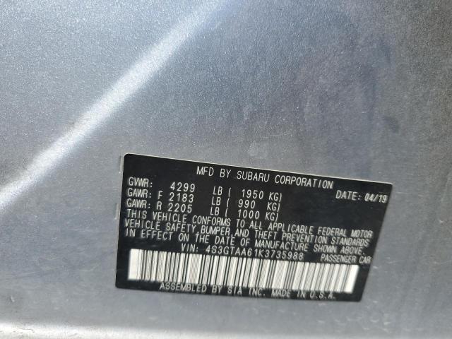 2019 SUBARU IMPREZA 4S3GTAA61K3735988