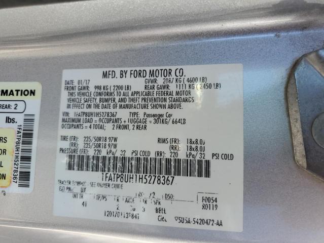 2017 FORD MUSTANG 1FATP8UH1H5278367