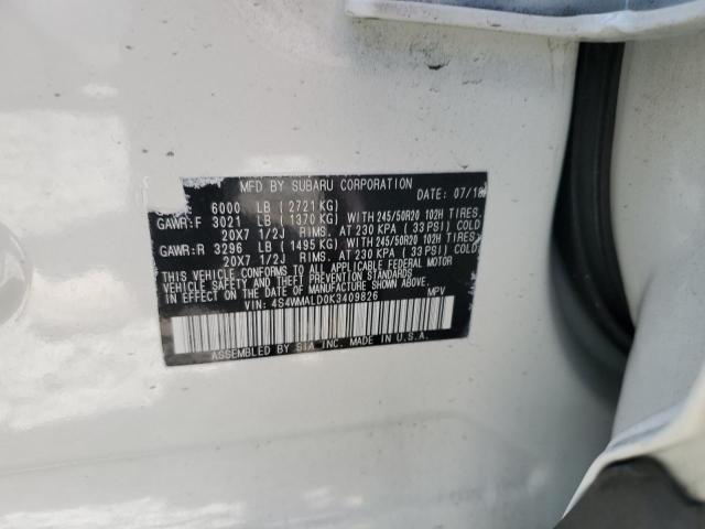 2019 SUBARU ASCENT LIM 4S4WMALD0K3409826