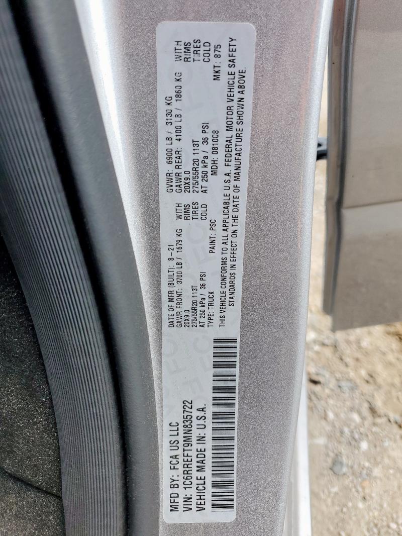 2021 RAM 1500 BIG H - 1C6RREFT9MN835722