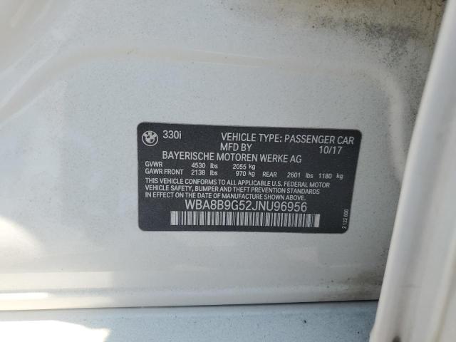 2018 BMW 330 I WBA8B9G52JNU96956