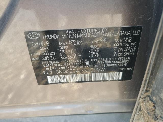 2019 HYUNDAI SANTA FE S 5NMS3CAD1KH053876