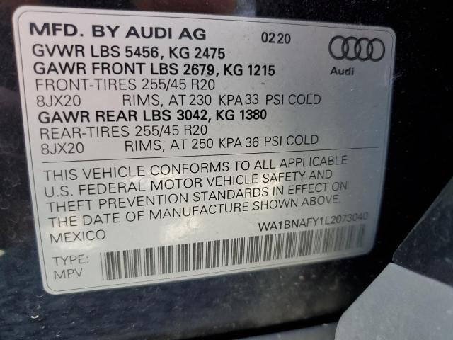 2020 AUDI Q5 PREMIUM WA1BNAFY1L2073040