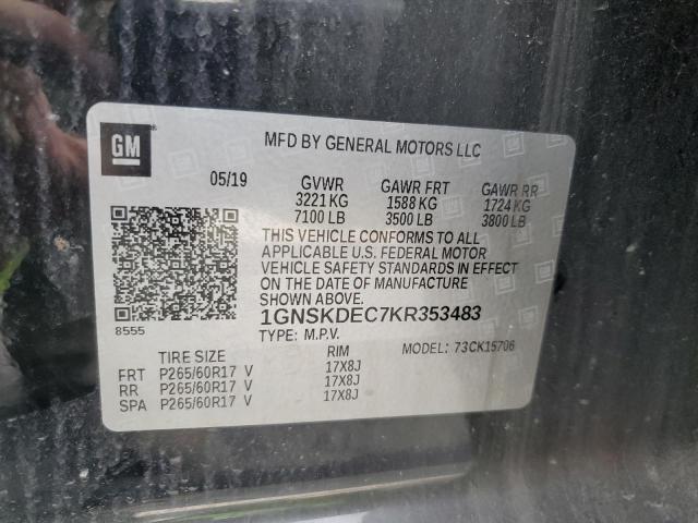 2019 CHEVROLET TAHOE POLI 1GNSKDEC7KR353483