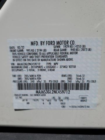 2022 FORD ECOSPORT S MAJ6S3GL2NC459712