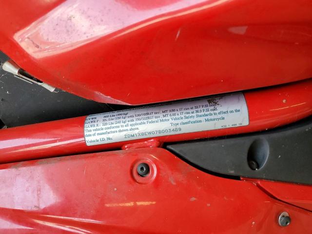 2007 DUCATI 1098 BASE ZDM1XBEW07B003489