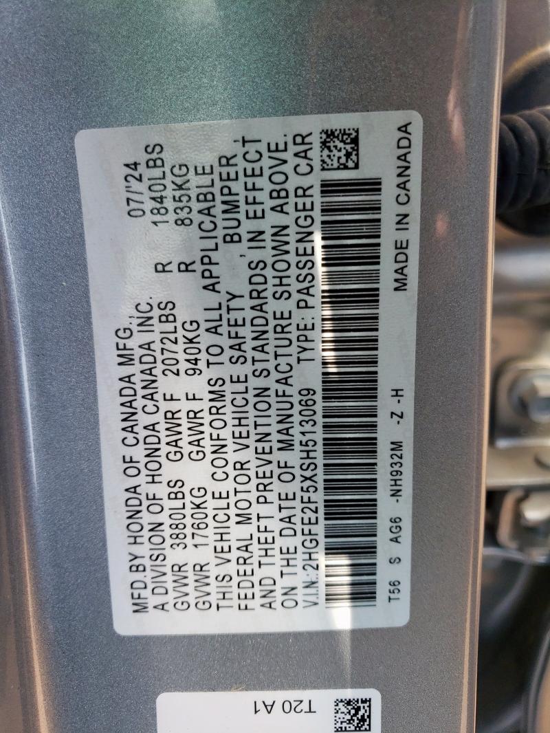 2025 HONDA CIVIC SPOR 2HGFE2F5XSH513069