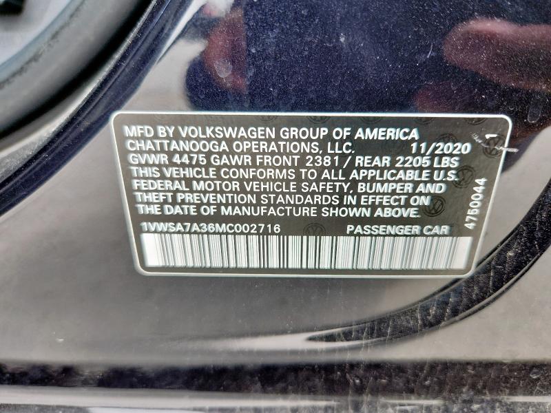 2021 VOLKSWAGEN PASSAT SE 1VWSA7A36MC002716