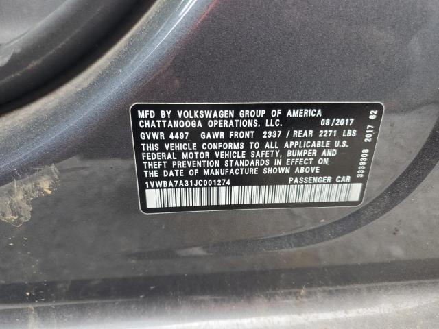 2018 VOLKSWAGEN PASSAT SE 1VWBA7A31JC001274