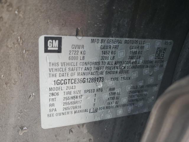 2016 CHEVROLET COLORADO L 1GCGTCE36G1289173