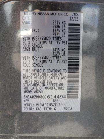 2016 NISSAN PATHFINDER 5N1AR2MM8GC614494