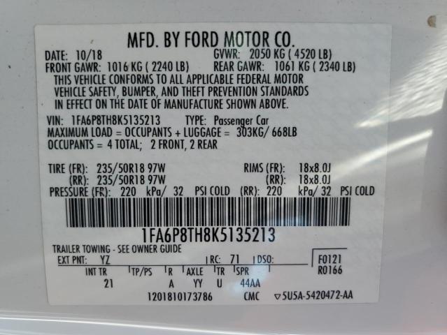 2019 FORD MUSTANG - 1FA6P8TH8K5135213